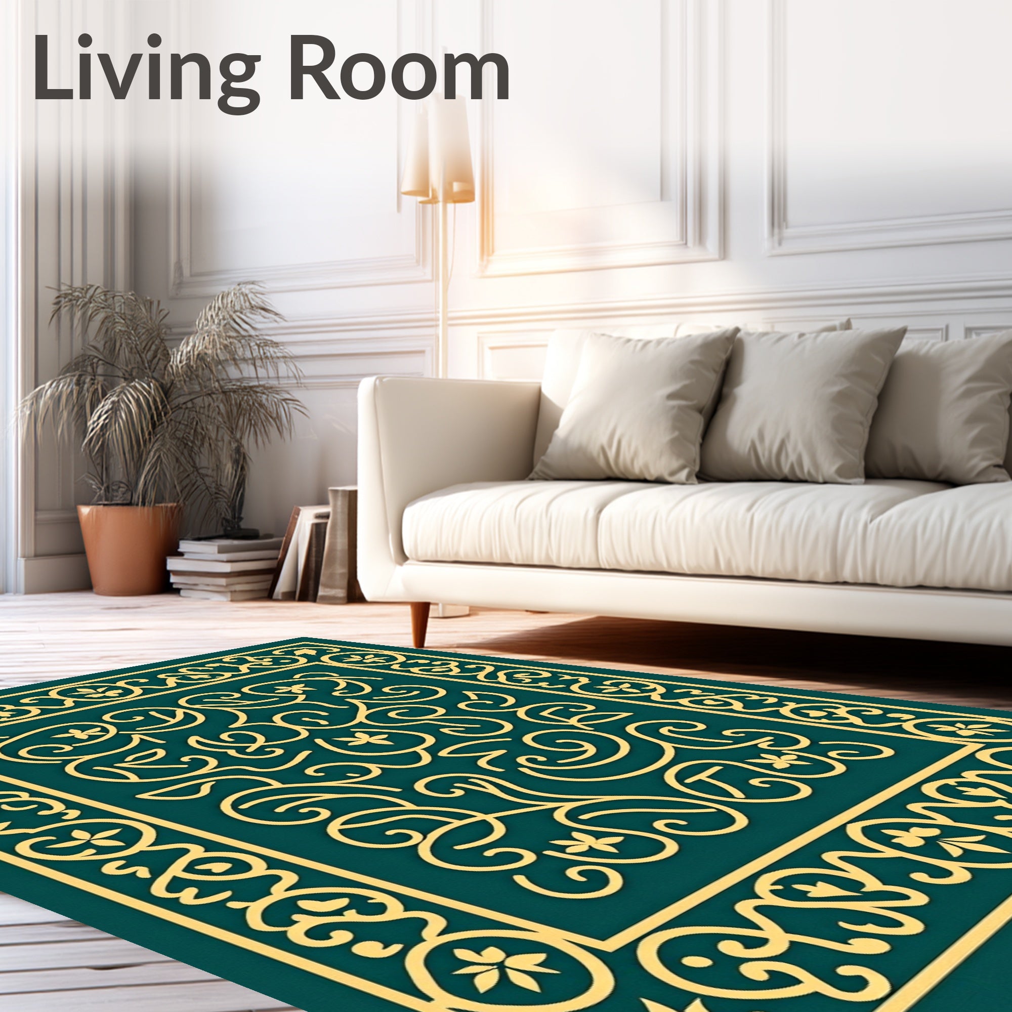 Golden Vine Scrollwork Medallion Rug
