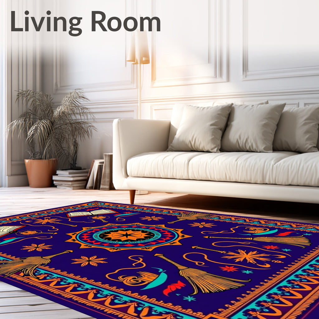 Mystical Crimson and Teal Brooms Rug
