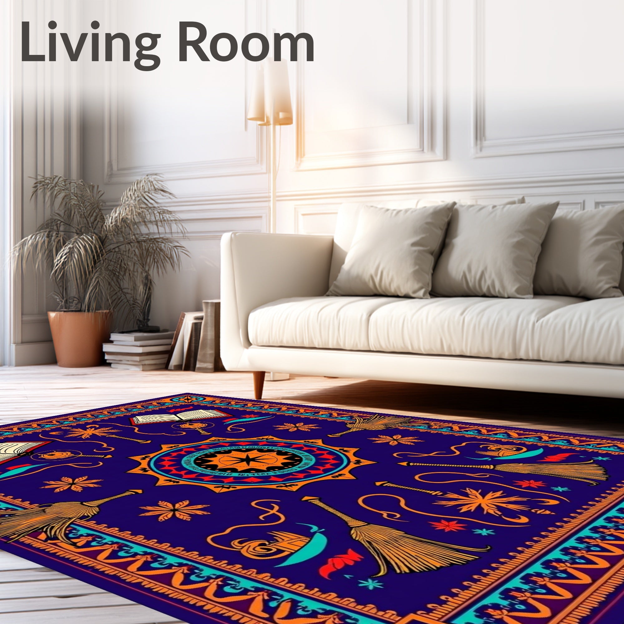 Mystical Crimson and Teal Brooms Rug