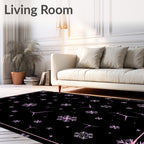 Pink Snowflake Starry Night Rug