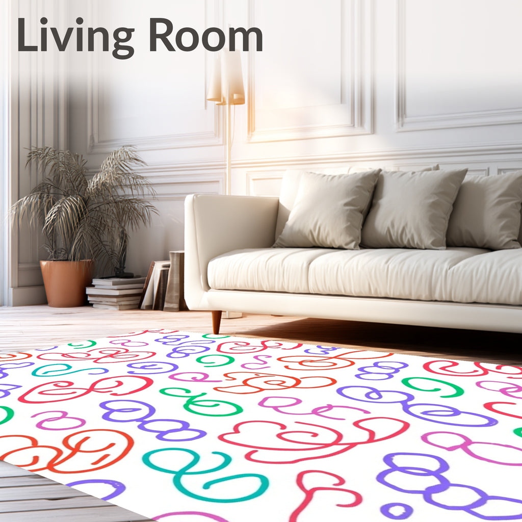 Whimsical Scribble Swirl Multi-Color Rug