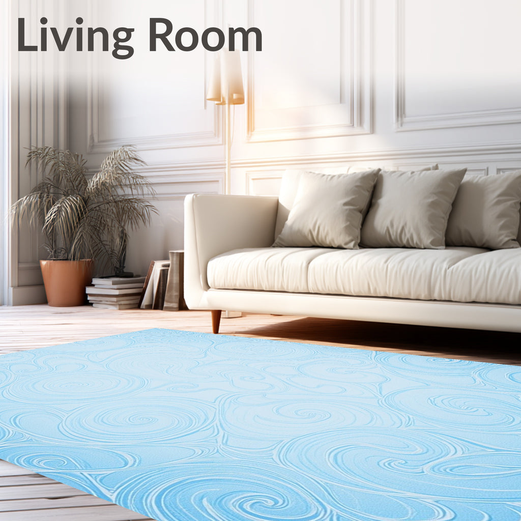 Soft Blue Swirls Flowing Abstract Rug