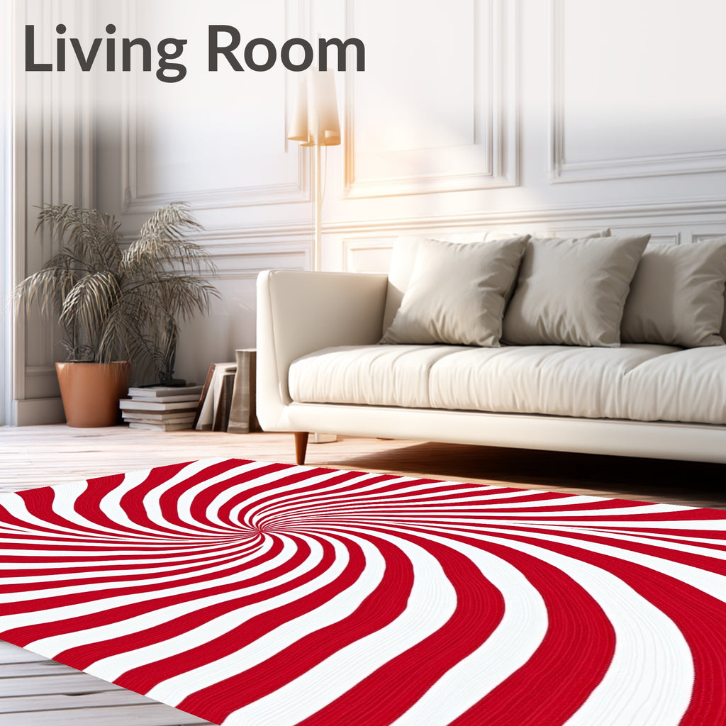 Crimson White Swirl Radiation Rug