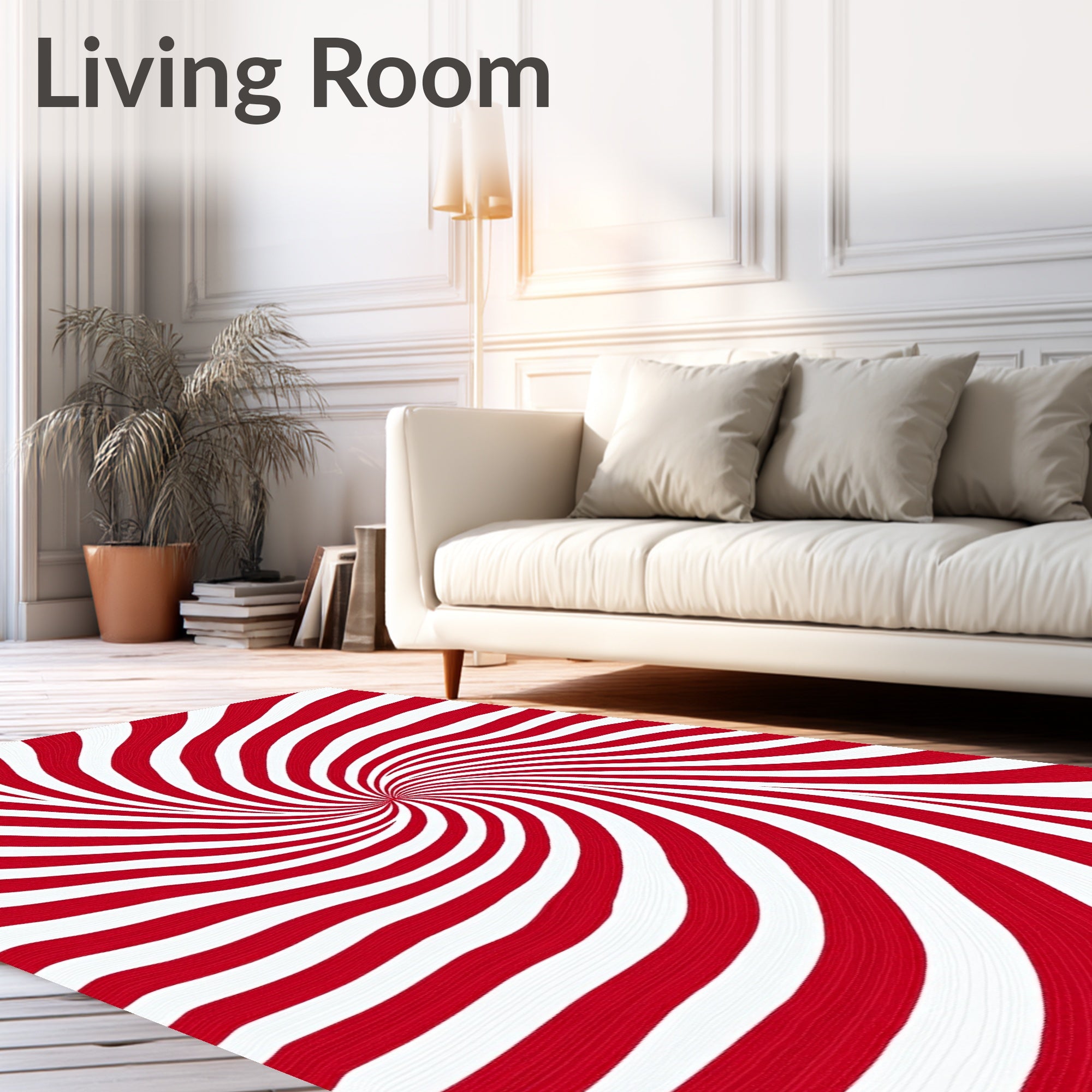 Crimson White Swirl Radiation Rug