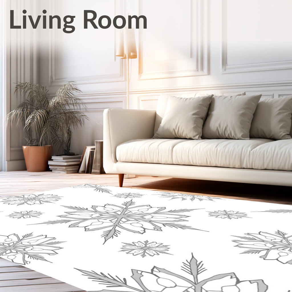 Winter Snowflake Silver Lace Rug