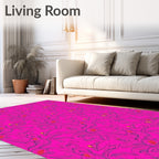 Vibrant Pink Floral Swirl Arrangement Rug