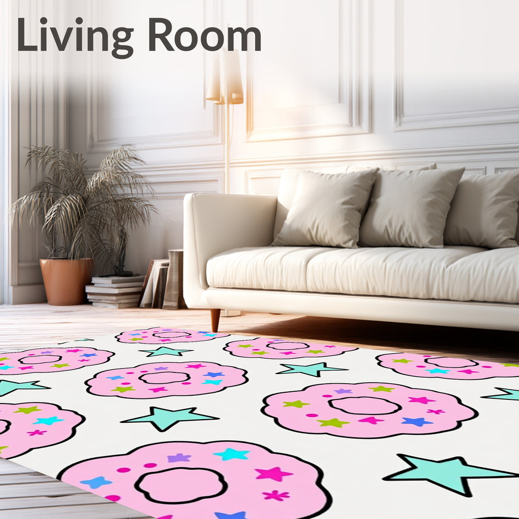 Pink Donut and Star Celebration Rug