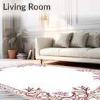Ornate Red Art Nouveau Floral Border Rug