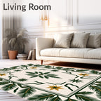 Tropical Green Palm Leaf Star Rug