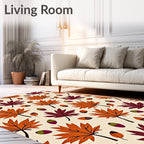 Autumn Maple Leaves Acorn Repeating Pattern Rug