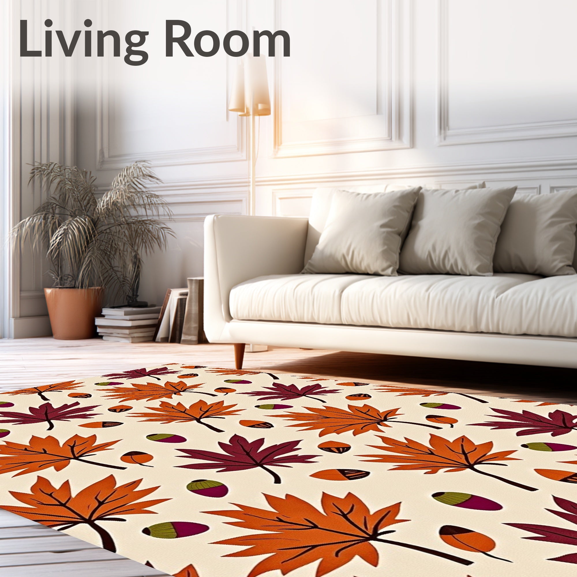 Autumn Maple Leaves Acorn Repeating Pattern Rug