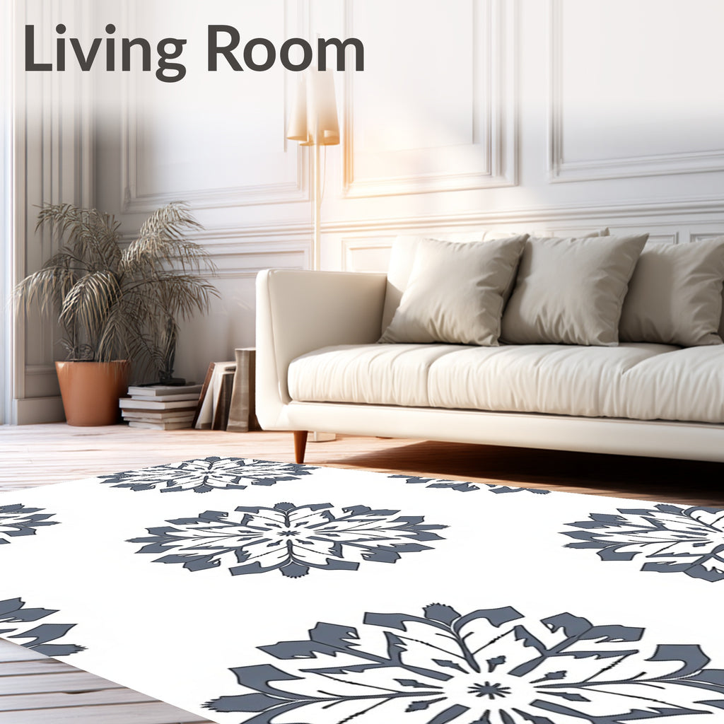 Gray Snowflake Medallion Repeat Rug