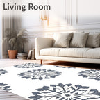 Gray Snowflake Medallion Repeat Rug