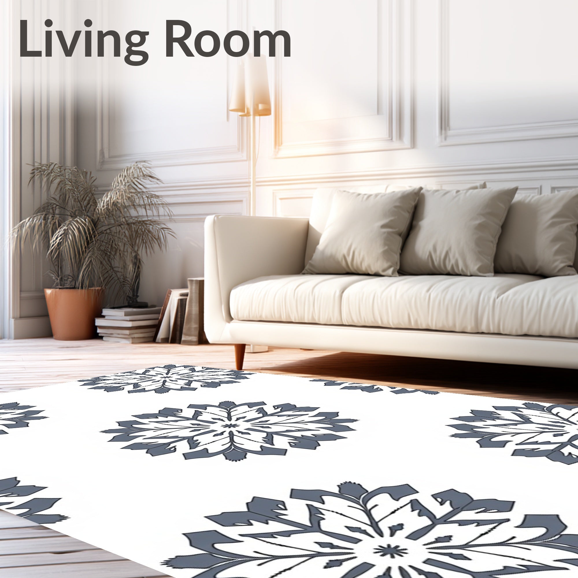 Gray Snowflake Medallion Repeat Rug