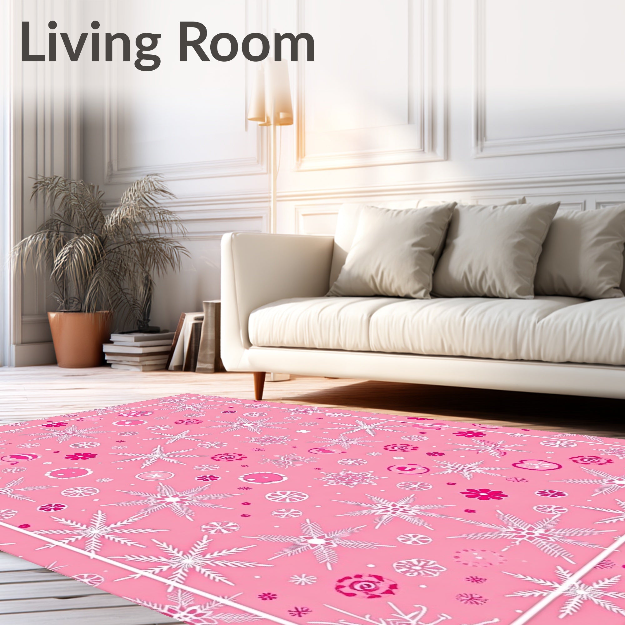 Pink Snowflake Medallion Scatter Rug
