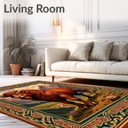 Majestic Bison Mountain Landscape Frame Rug