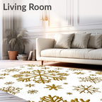 Golden Snowflake Scatter Holiday Decor Rug