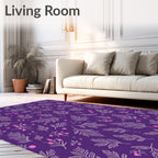 Vibrant Purple Floral Berry Sprigs Rug