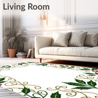 Elegant Holly Berry Scroll Border Rug