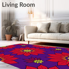 Vibrant Red Yellow Floral Collage Rug
