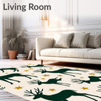 Deep Green Deer With Golden Stars Rug