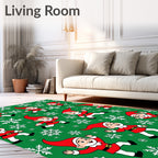 Green Festive Gnomes Snowflakes Rug