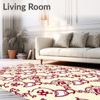 Crimson Folk Art Floral Border Rug