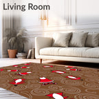 Red White Swirl Whimsical Christmas Figures Rug