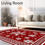 Winter Red Snowflake Medallion Rug