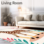 Cute Giraffe Meadow Floral Rug