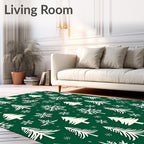 Winter Forest Snowflakes Trees Rug