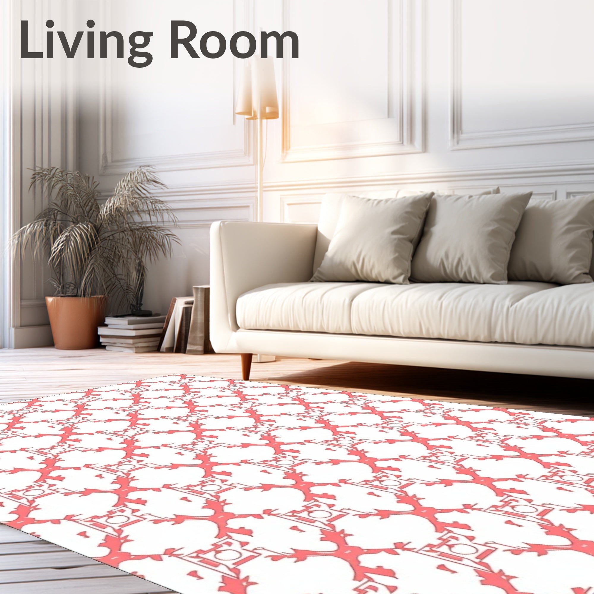 Coral Lattice Crest Rug