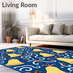 Golden Bells With Red Berries Whimsical Design Rug