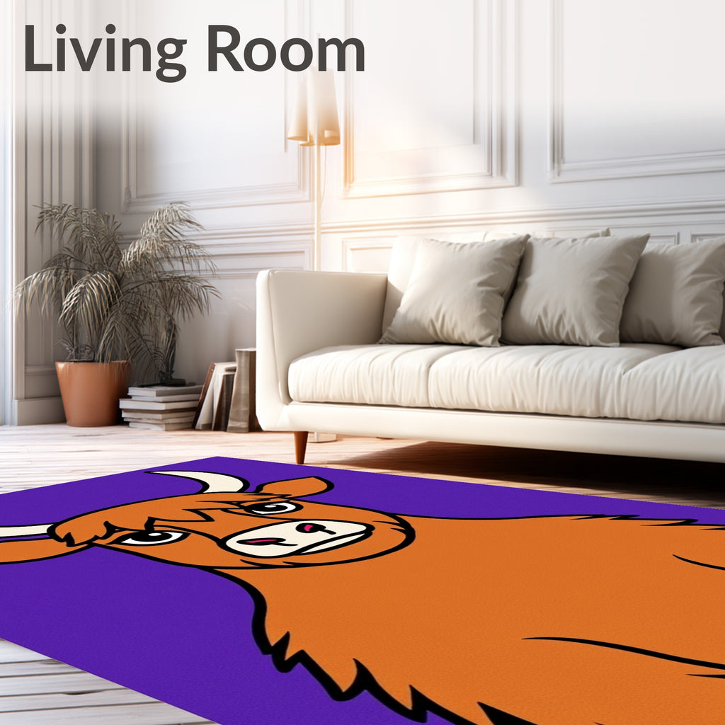 Whimsical Highland Cow Purple Rug