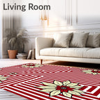 Crimson Cream Floral Geometric Rug