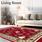Crimson Bell Tree Snowflake Holiday Rug