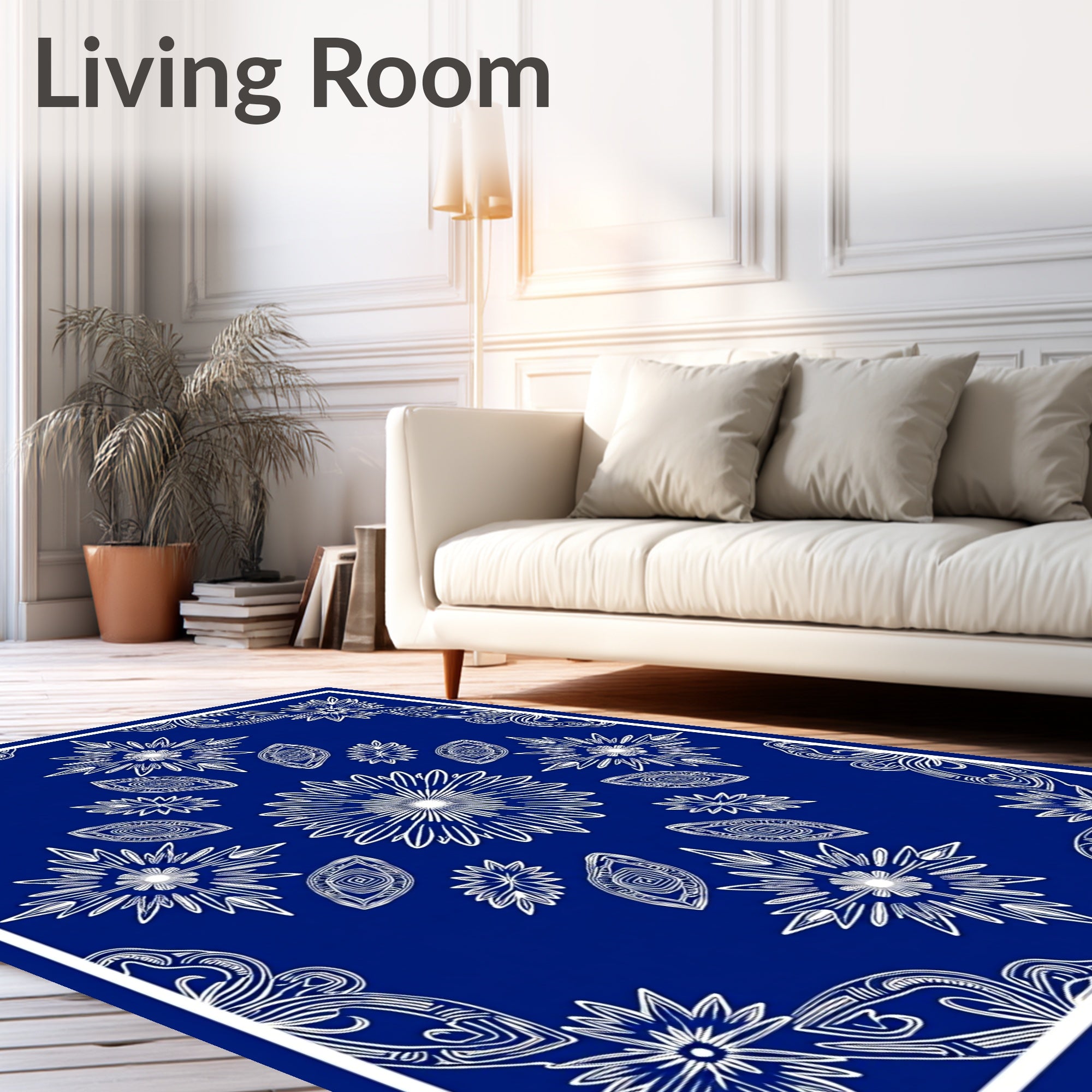 Bold Indigo Starburst Symmetry Rug