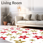 Red Golden Star Scatter Rug