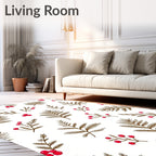 Brown Pine Sprigs With Red Berries Rug