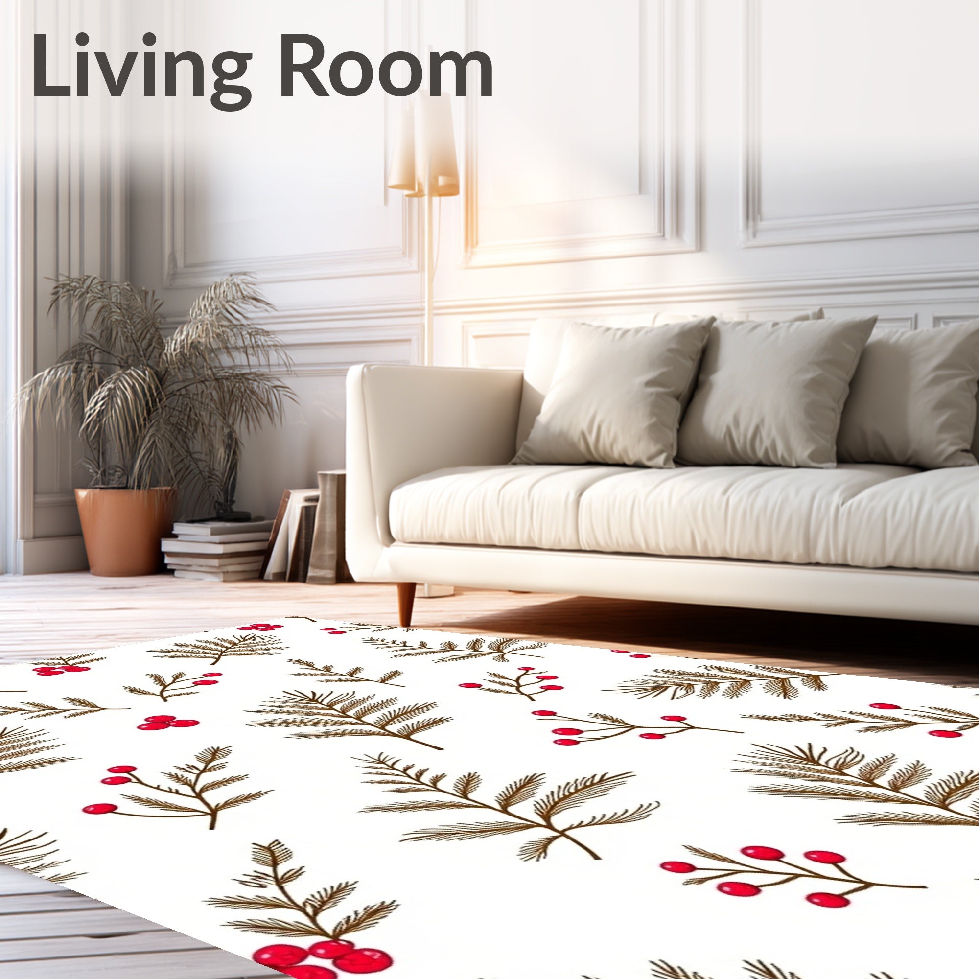 Brown Pine Sprigs With Red Berries Rug