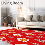 Red Gingerbread Houses and Trees Rug