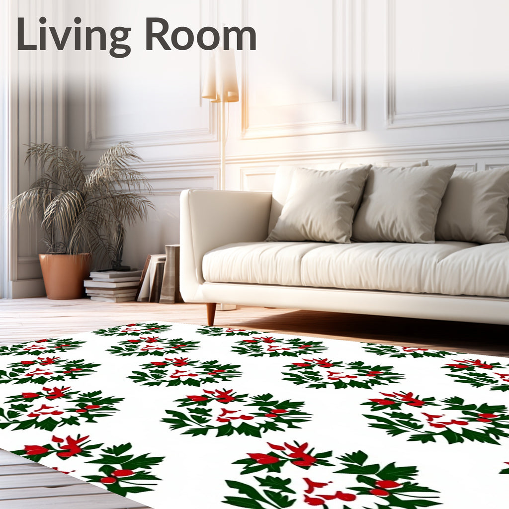 Green Red Berry Wreath Repeating Rug