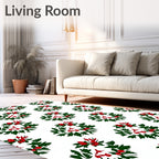 Green Red Berry Wreath Repeating Rug