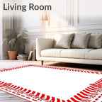 Bold Red Candy Cane Border Rug
