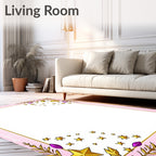 Golden Star Cluster Pink Festive Frame Rug