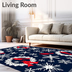 Red Cardinal Snowflake Wreath Navy Rug