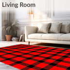 Classic Red Black Plaid Lumberjack Check Rug