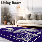 Mystical Gray Cat Moonlit Garden Rug