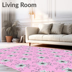 Pink White Floral Swirl Garden Rug