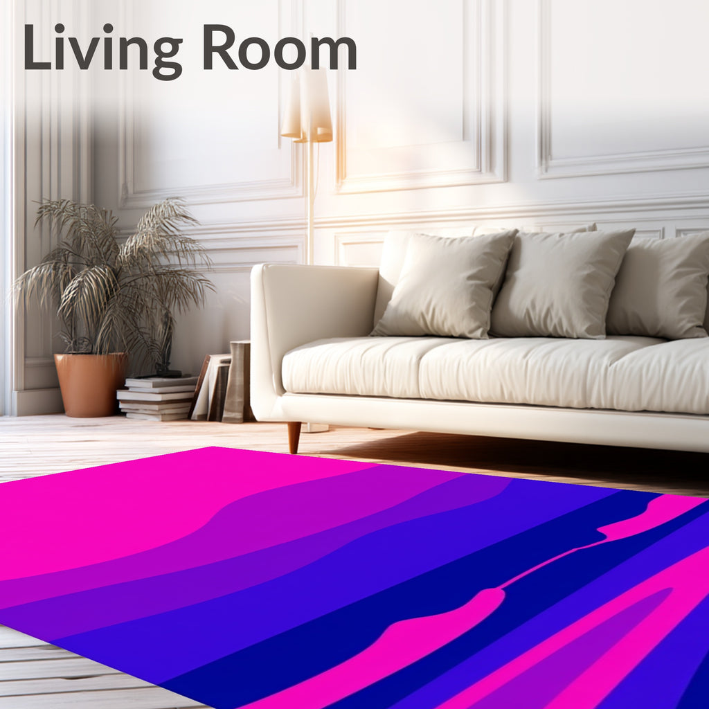 Modern Pink Blue Swirl Landscape Rug